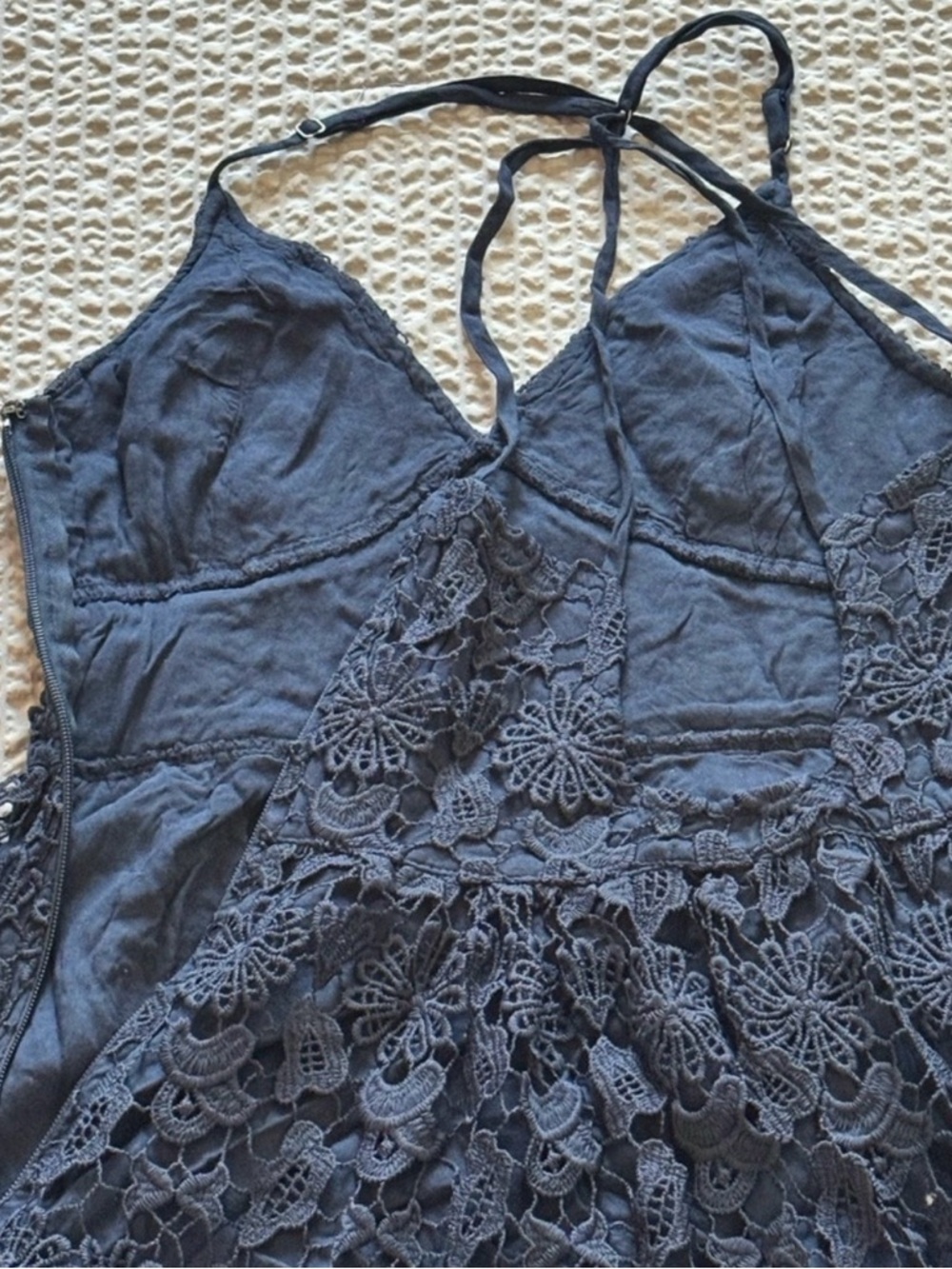 Hollister Navy Floral Lace Spaghetti Strap Dress - Picture 4 of 4
